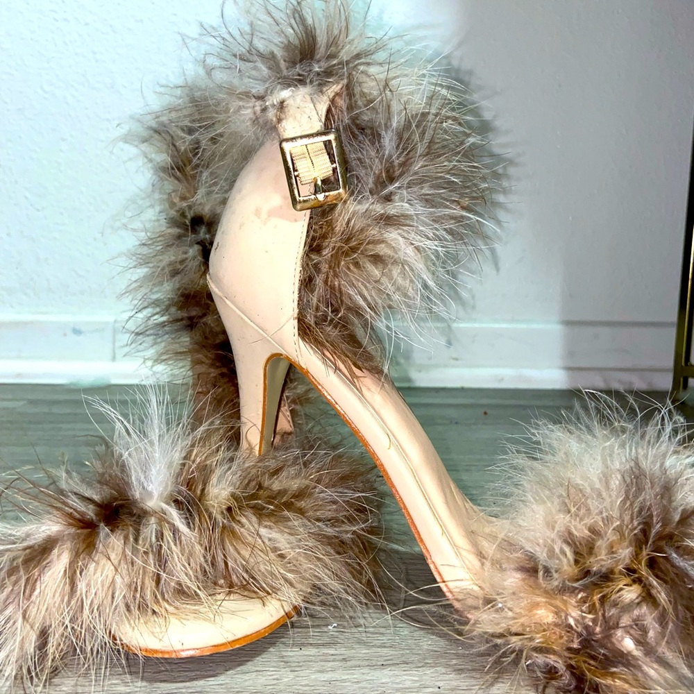 Tan furry heels